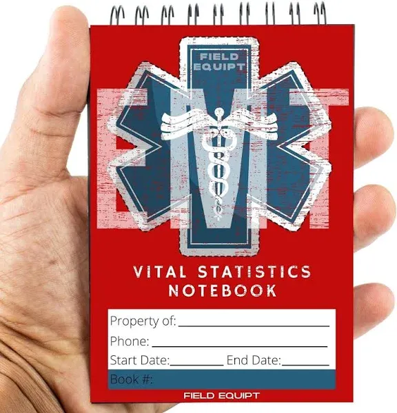 EMT Vital Statistics Notepad - 6 Pack Vitals Notebook for First Responder Note Pad, Medical Paramedic Gear and Supplies. Perfect EMS / EMT Gifts