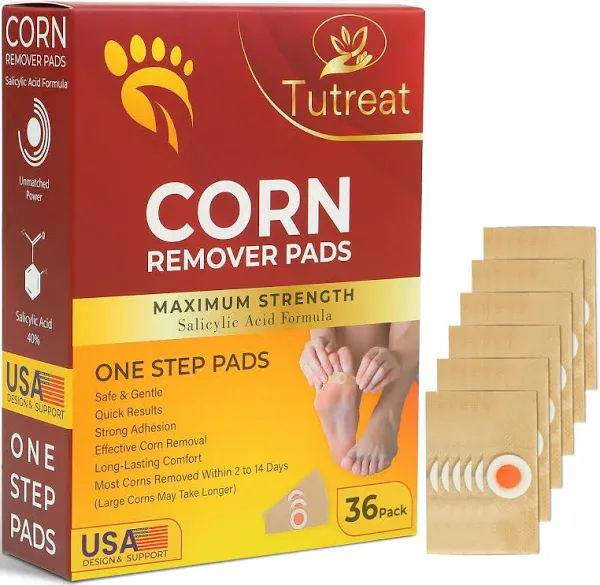 40% Salicylic Acid Corn Remover Pads 36 Pack Extra Strength Corn Removal for ...