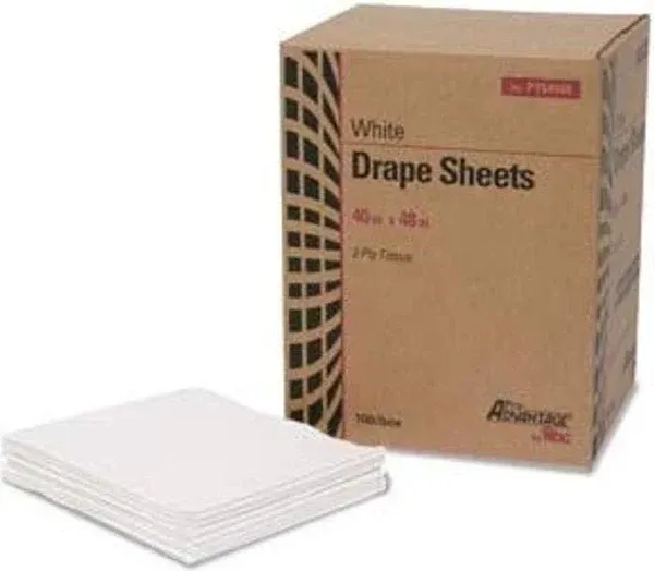 P754048 Drape Sheet, 2-Ply, Tissue, 40" x 48", White