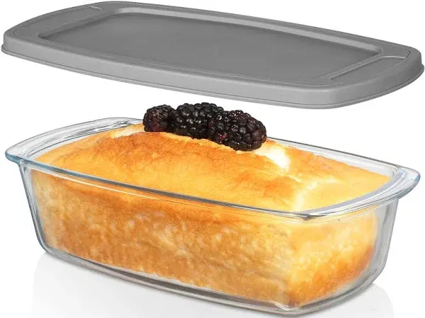 Razab LARGE 7.6 Cups/1800 ML/1.9 Qt Glass Loaf Pan with Lids - Meatloaf Pan BPA free Airtight Lids Grip Handle Easy Carry, Microwave and Oven Safe - Loaf Pans For Baking Bread, Cakes, Glass Loaf Pan