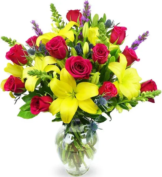 Benchmark Bouquets, Joyful Wishes, Glass Vase Included, Gift Fresh Flowers for Birthday, Anniversary, Get Well, Sympathy, Congratulations, Thank You, Just Because