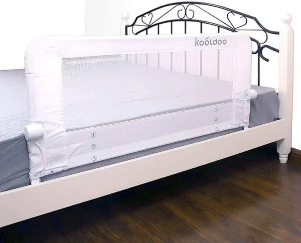 Bed Rail for Toddlers, Fold Down Tall Bed Rail Guards for Baby, with 1Piece Safe Belt for Kids, Fits Twin, Double, Full, Queen Size Bed(43" L*22.8" H, White)