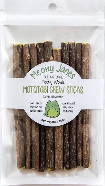 Meowy Janes Matatabi Chew Sticks - An All Natural Silvervine Cat Toy and Cat Treat - Catnip Alternative