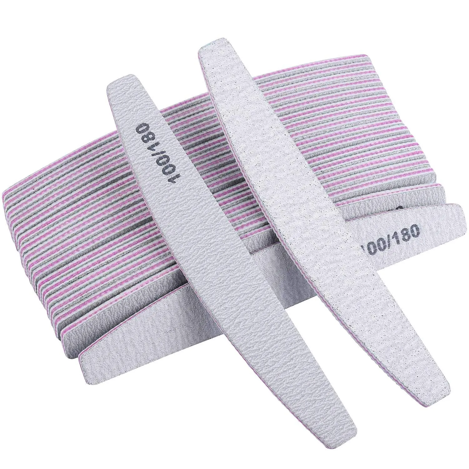 BTYMS 25 Pcs 100/180 Grit Nail Files and Buffers Professional Double Sided Emery Boards Manicure Tool for Acrylic Nails