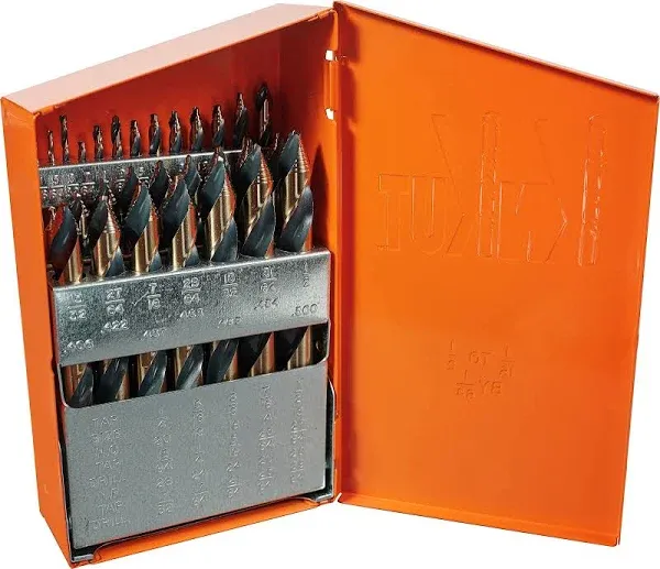 KnKut 29 Piece Mechanics Length Step Point Drill Bit Set 1/16&#034;-1/2&#034; by 64ths