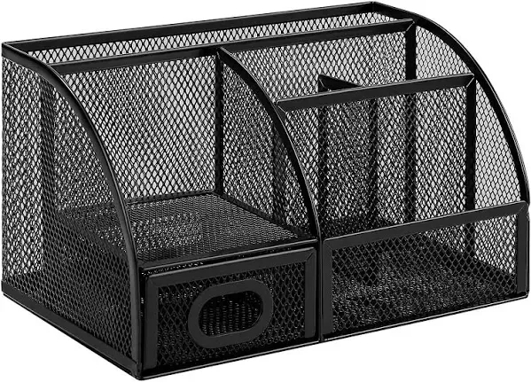 Amazon Basics Mesh Pen Holder and Organizer, Black, ‎9.1" x 5.9" x 5.5''