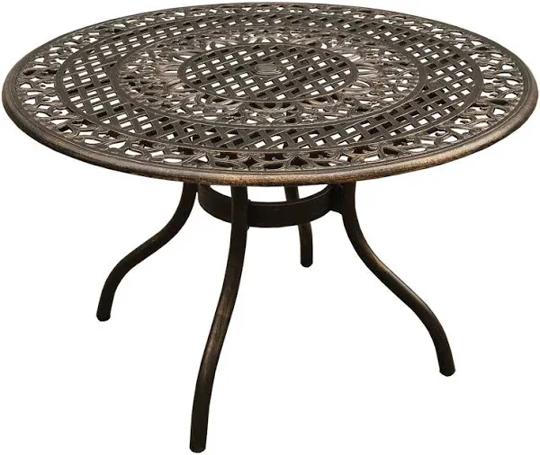 Oakland Living Weatherproof Outdoor Aluminum 48" Round Patio Dining Table, Bronze