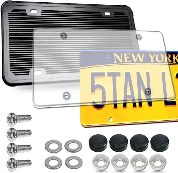 Silicone License Plate Frame with Cover Combo- Flat Clear 