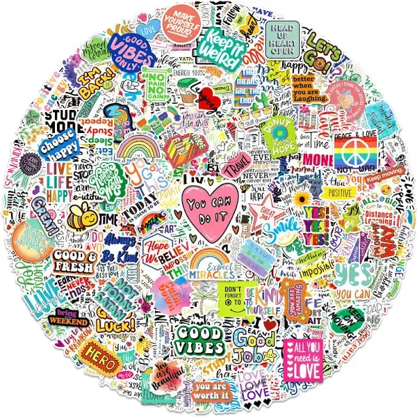 Greingways 300 PCS Inspirational Stickers for Adults, Motivational Water Bottle Stickers for Teens Kids Teachers, Journaling Scrapbook Laptop Positive Quote Vinyl Stickers for Vision Board Supplies