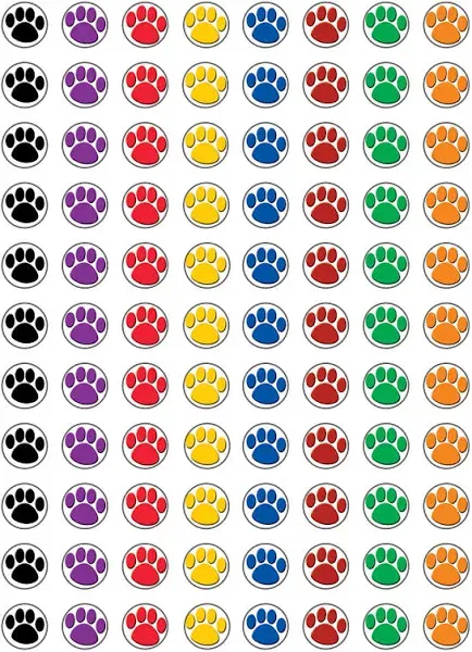 Teacher Created Resources Colorful Paw Prints Mini Stickers Value Pack (4742) 3/8 in