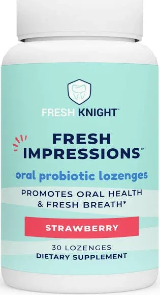 Oral Probiotics, Chewable Oral Probiotic for Bad Breath, Halitosis, Teeth, and Gum Health, Fresh Impressions, Oral Probiotic Lozenges, Contains Blis K12, Mint Flavored, Sugar Free, 1 Pack (30ct)