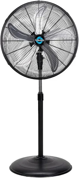 Tornado 24 Inch High Velocity Stationary Non-Oscillating Metal Pedestal Fan Commercial, Industrial Use 3 Speed 7600 CFM 6.6 FT Cord UL Safety Listed, Black