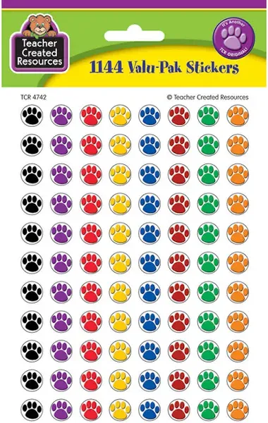 Teacher Created Resources Colorful Paw Prints Mini Stickers