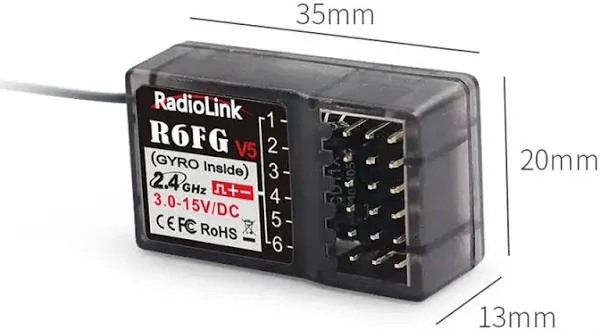 Radiolink R6fg 2.4g 6CH Fhss Receiver Gyro Inside for Rc6gs V2/rc4gs V2/t8s/t8fb RC