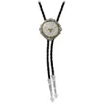 Montana Silversmiths Silver and Gold Engraved Button Bolo Tie