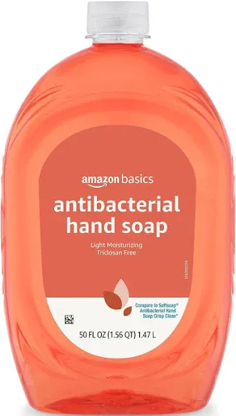 Amazon Basics Antibacterial Liquid Hand Soap Refill, Light Moisturizing, Triclosan-Free, Citrus, 50 Fl Oz (Pack of 2) (Previously Solimo)