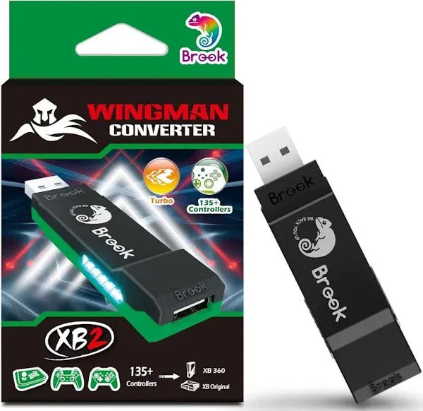 Brook Wingman XB2 Converter For Wireless Controller Adapter For Xbox Retro Consoles And PC, Supports Remap And Adjustable Turbo