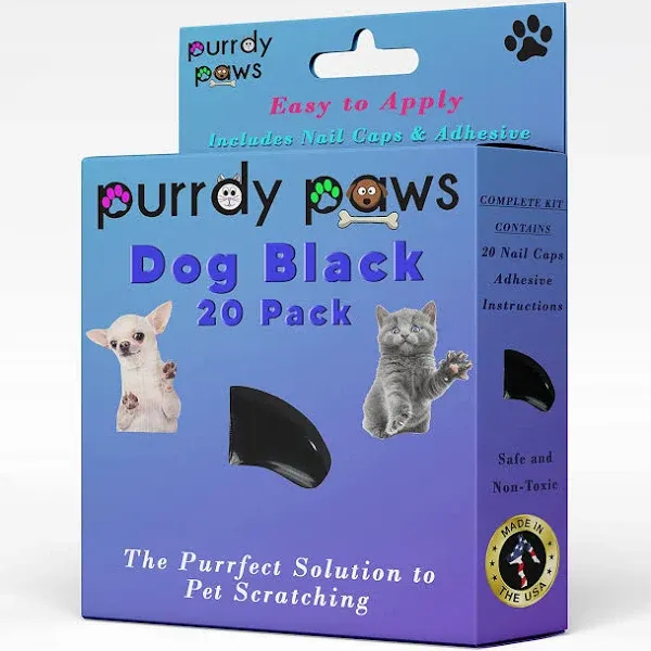 Purrdy Paws Soft Nail Caps for Dog Claws Black Medium