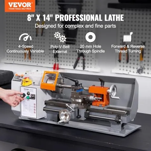 VEVOR Metal Lathe Machine, 7.87&#039;&#039; x 13.78&#039;&#039;, Precision Benchtop Power Metal Lath