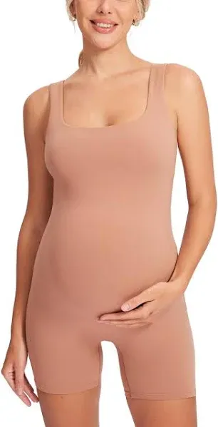 MOMANDA Women' s Square Neck Maternity Romper