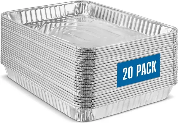 PLASTICPRO Aluminum Pans 20 Pack Disposable Cookie Sheets 9'' x 13'' Baking Pans Premium Quality Heavy Duty Cookie Sheet Pans