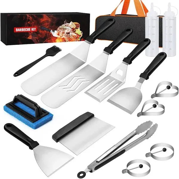 Griddle Accessories Kit of 16, Stainless Steel Teppanyaki Tools for Flat Top ...