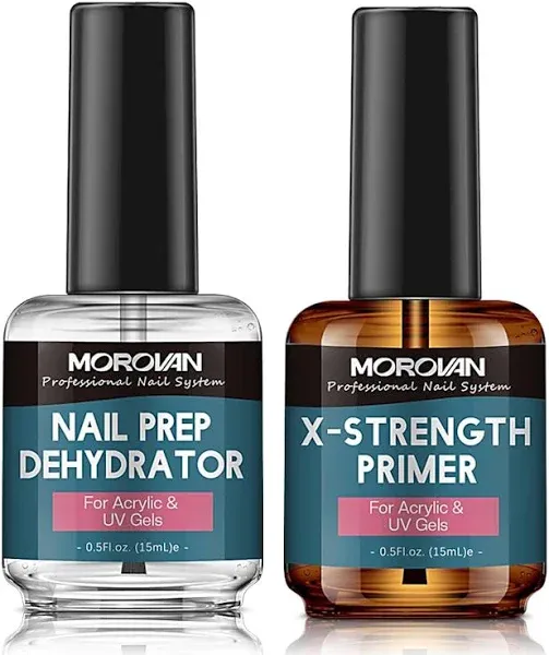 Morovan Professional Natural Nail Prep Dehydrate and Acid-Free Primer, Dehydrator for Acrylic and Gel Nail Polish