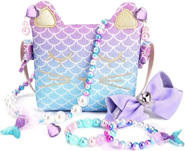 Purse for Little Girls Dress up Jewelry Pretend Play Kids Accessories Mermaid Gi