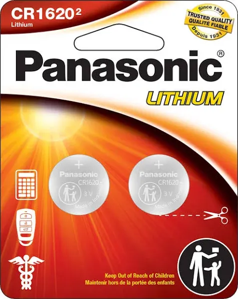 PANASONIC BATTERIES CR1620 BATTERY, LITHIUM, 3V, COIN CELL (10 pieces)