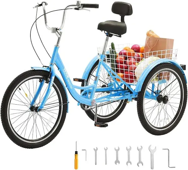 VEVOR Adult Tricycle 1-Speed 3 Wheel Shopping Large Basket