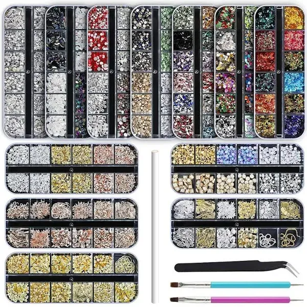 Artdone 12 boxes Nail RhinestonesNai<wbr/>l Gems Nail DiamondsNail Art Studs Nail C...