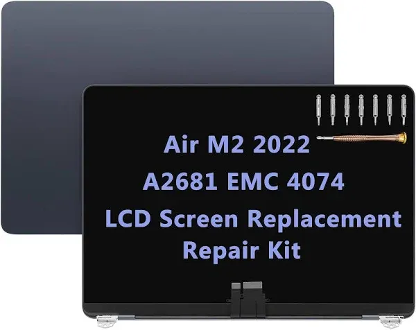 Screen Replacement 13.6" for Macbook Air M2 2022 A2681 EMC 4074 A3113 EMC 8611 M3 2024 LCD Screen Display Complete Top Assembly (Midnight/Blue)