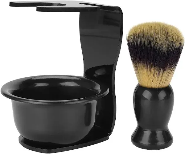 3-in-1 Shaving Brush Kit Includes Badger Hair Shaving Brush Shaving Bowl Razor & Brush Holder Shaving Brush Set for Father Husband Boyfriend Birthday and Valentines Day Gifts