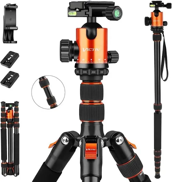 VICTIV 80" Camera Tripod DSLR Tripod for Travel Aluminum Heavy Duty Tripod Stand with 360 Ball Head