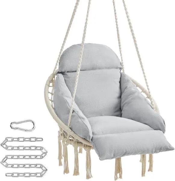 Hanging Chair, Hammock Chair With Large, Thick Cushion, Swing Chair, Holds Up