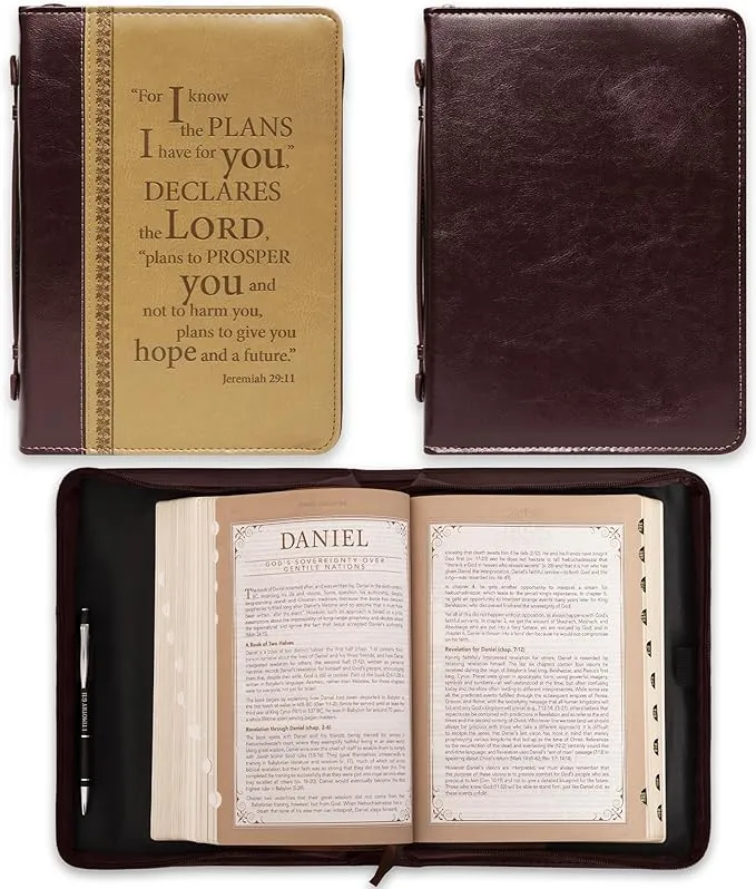 Christian Art Gifts Bible Cover XLarge LuxLeather I Know The Plans