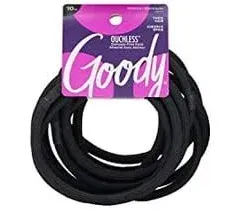 GOODY OUCHLESS THICK HAIR BLACK NO METAL ELASTICS HAIR TIES 10 COUNT NEW