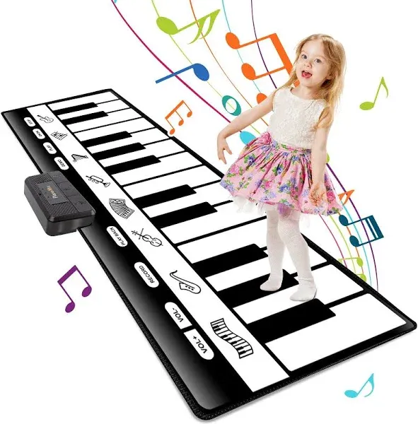 TWFRIC 6Ft. Piano Mat with 24 Keys &amp; 10 Demos &amp; 8 Musical Instruments Sounds &amp; 4