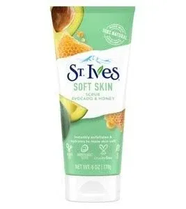 St. Ives Soft Skin Face Scrub, Avocado & Honey Moderate Exfoliator For Soft, Smooth Skin, Oil-free Facial Scrub Made with 100% Natural Exfoliants, 6 oz, 6 Pack