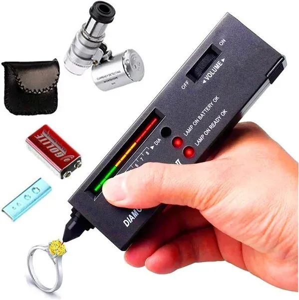 Diamond Tester＋60X LED Magnifying Glasses Jeweler Tool Kit Combo，for Novice a...