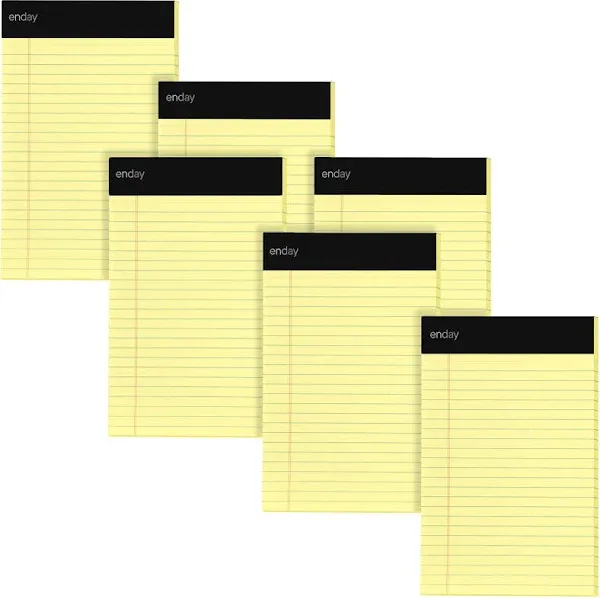 Jr. Legal pad, legal/wide Ruled Writing Pad. Perforated Edge. 5&#034; X 8&#034; Canary ...