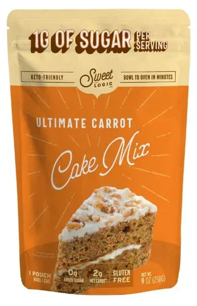 Sweet Logic Keto Baking Mix - Yellow Cake - Gluten-Free - Dairy Free - Diabetic-Friendly - High Protein - Allulose - Stevia - Low Sugar - Low Carb - Quick 20-Minute Prep (1-2G Net Carbs Per Serving)