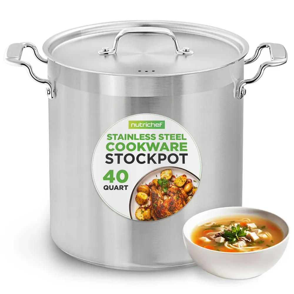 Nutrichef NCSPT35Q Stainless Steel Cookware Stockpot -35 Quart (Open Box)