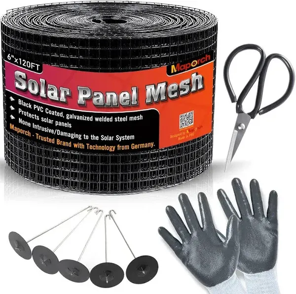 Maporch 6&#034;x120ft Solar Mesh Screen For Bird Guard Proofing, PVC Galvanized Steel