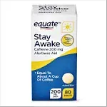 Equate Caffeine Stay Awake Tablets for Unisex, 200 Mg, 80 Count, Alertness Aid