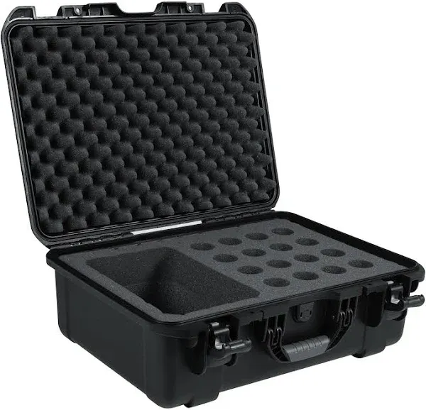 Gator GM-16-MIC-WP Waterproof Injection Molded Case 16 Handheld Microphones Blk