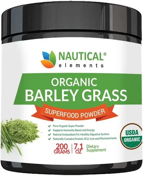 Barley Grass Powder - USDA Certified Organic Barley Grass Powder - Non-GMO, Vegan, and Non-Irradiated - Rich In Antioxidants, Protein, Fiber, Minerals, Chlorophyll, Amino Acids and Protein - 200 Grams