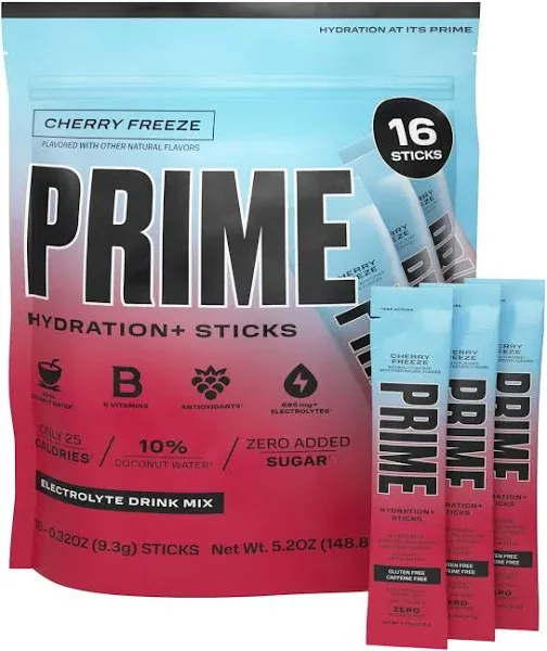 Prime Hydration+ Sticks Cherry Freeze Electrolyte Powder On The Go