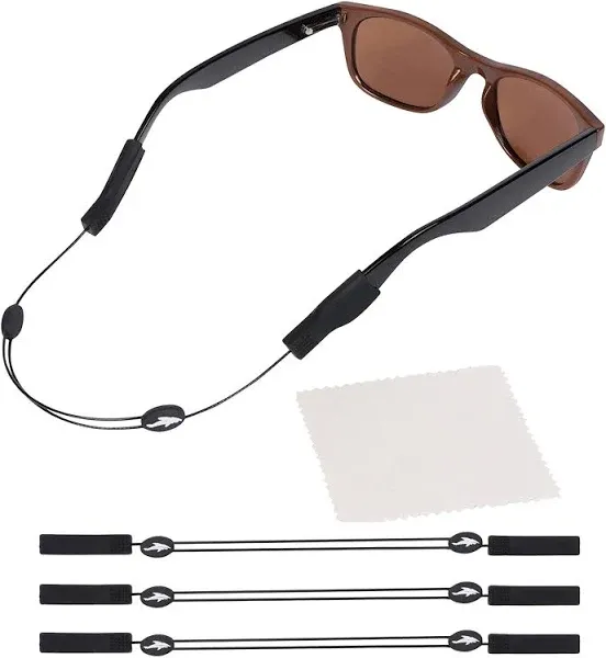 Adjustable Eyeglass Strap Trio - No Tail Sunglass Retainer Set with Bonus Cloth