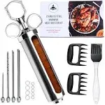 Iron Grillers Stainless Steel Meat Injector Syringe Kit for Smoking & Grilling Turkey, Brisket & BBQ